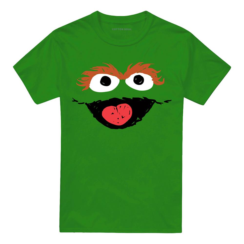 Kelly Green - Front - Sesame Street Unisex Adult Oscar The Grouch Sketch T-Shirt