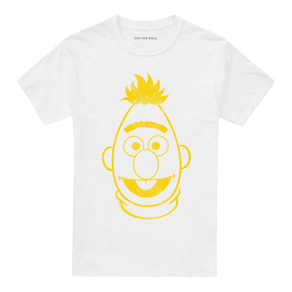 White - Front - Sesame Street Unisex Adult Bert Mono T-Shirt