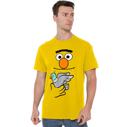 Yellow - Back - Sesame Street Unisex Adult Holding Pigeon Bert T-Shirt