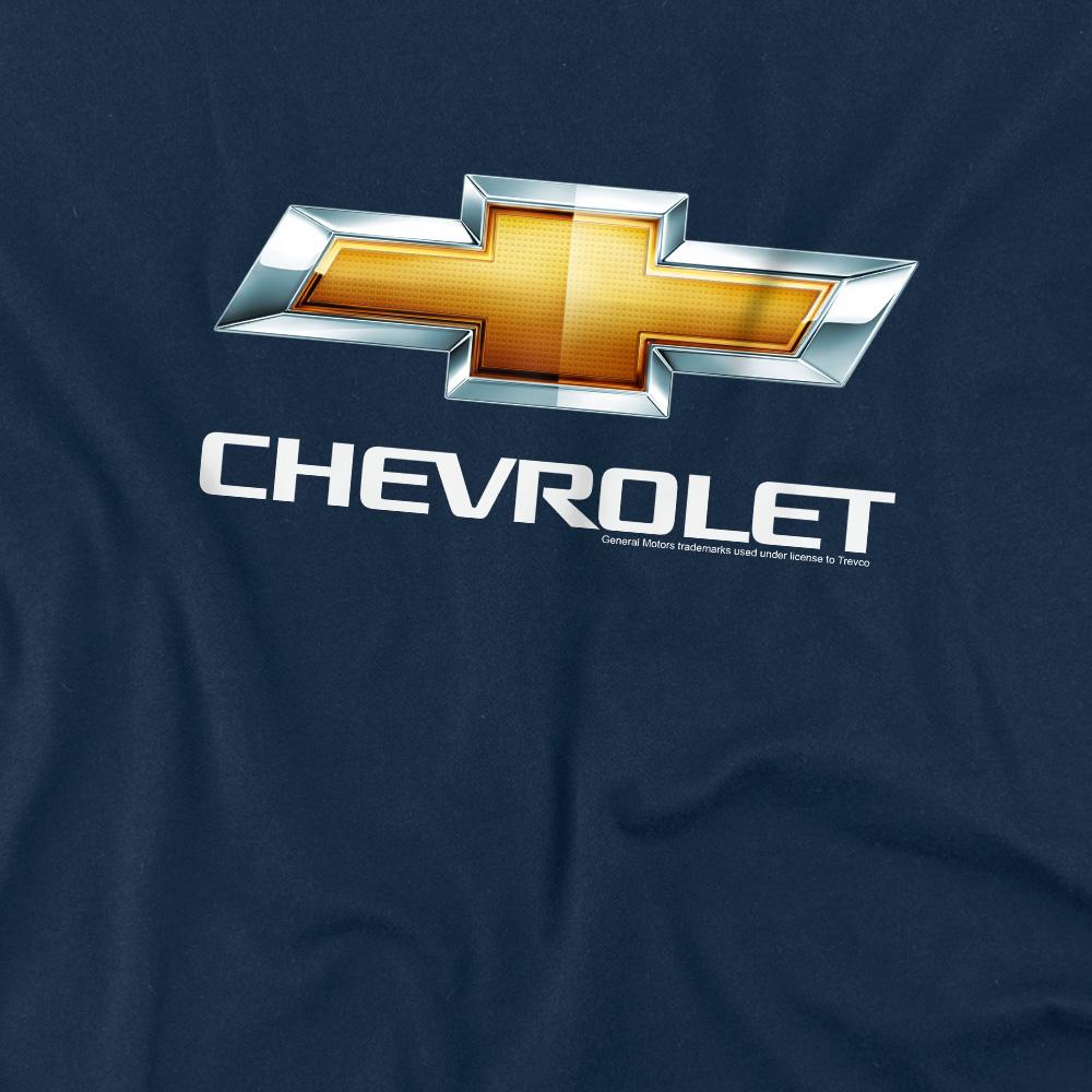 Navy - Side - Chevrolet Unisex Adult Chevy Bowtie Stacked T-Shirt