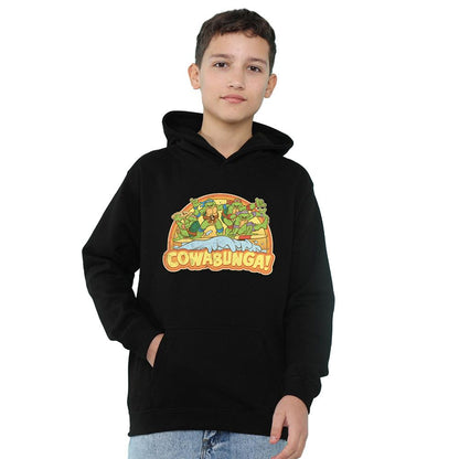 Navy - Front - TMNT Childrens-Kids Cowabunga Group Pullover Hoodie