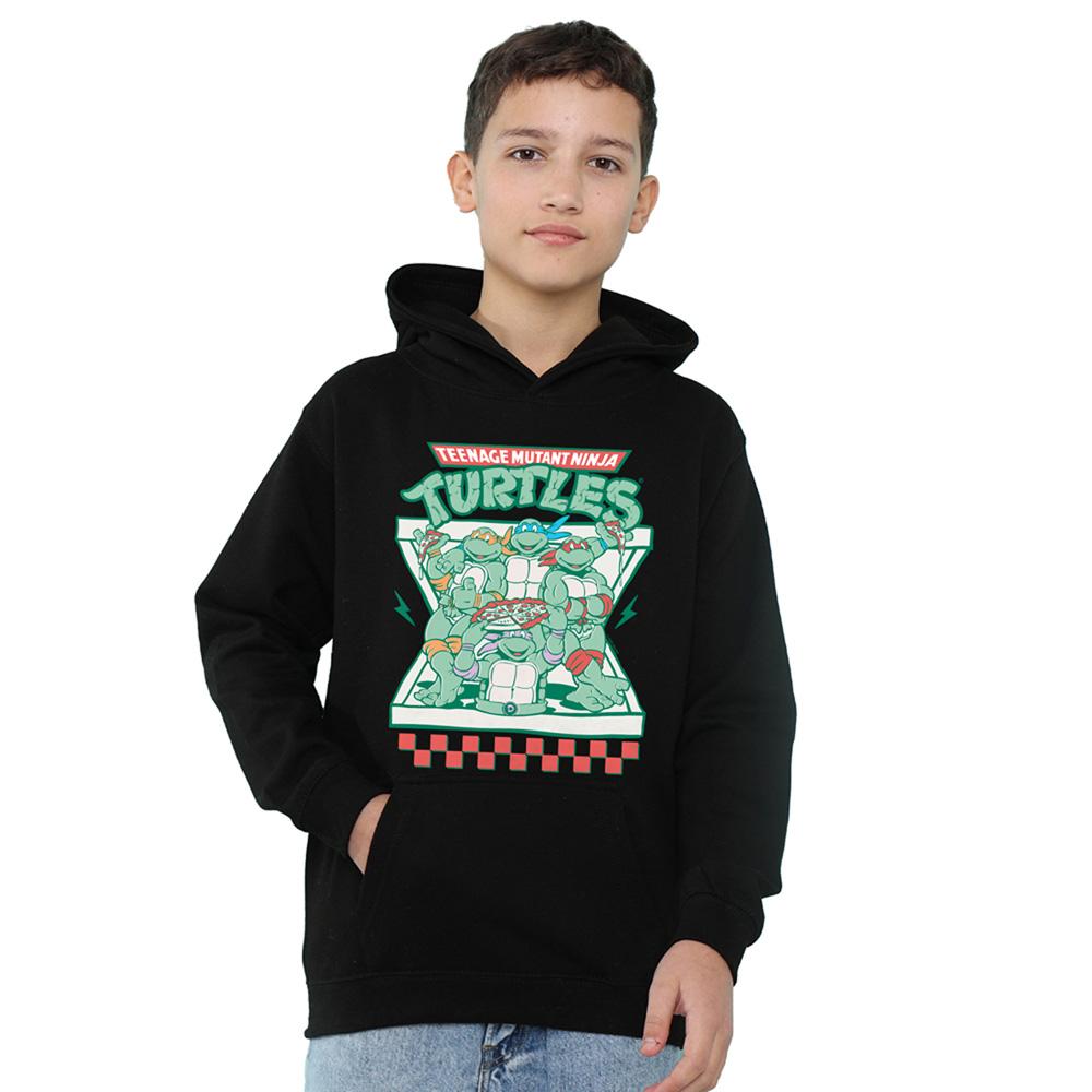 Navy - Front - TMNT Childrens-Kids Pizza Takeway Pullover Hoodie