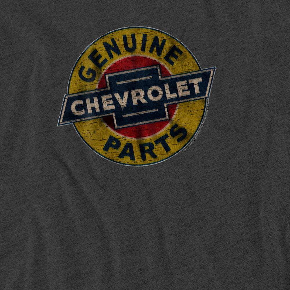 Charcoal - Side - Chevrolet Unisex Adult Genuine Parts Distressed Emblem T-Shirt