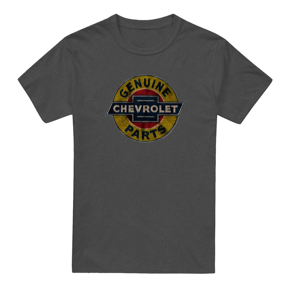 Charcoal - Front - Chevrolet Unisex Adult Genuine Parts Distressed Emblem T-Shirt