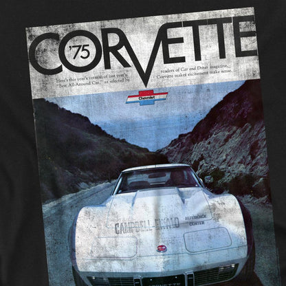 Black - Side - Chevrolet Unisex Adult Corvette 75 Poster T-Shirt