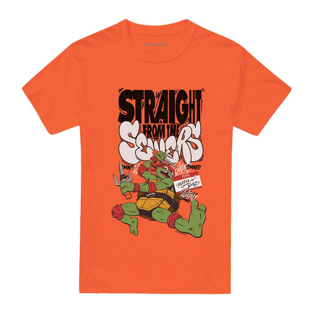 Orange - Front - TMNT Unisex Adult Mutant Mayhem Raph Sewers T-Shirt