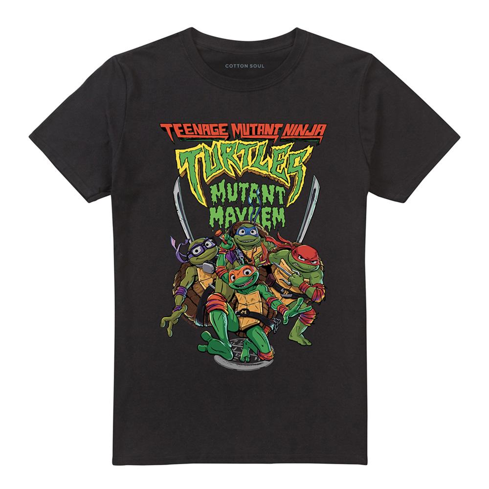 Black - Front - TMNT Unisex Adult Mutant Mayhem Group T-Shirt
