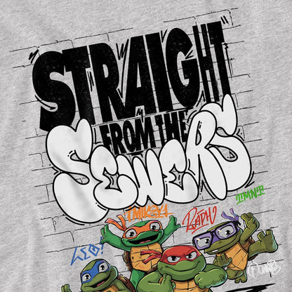 Athletic Heather - Side - TMNT Unisex Adult Mutant Mayhem Straight From The Sewers Heather T-Shirt