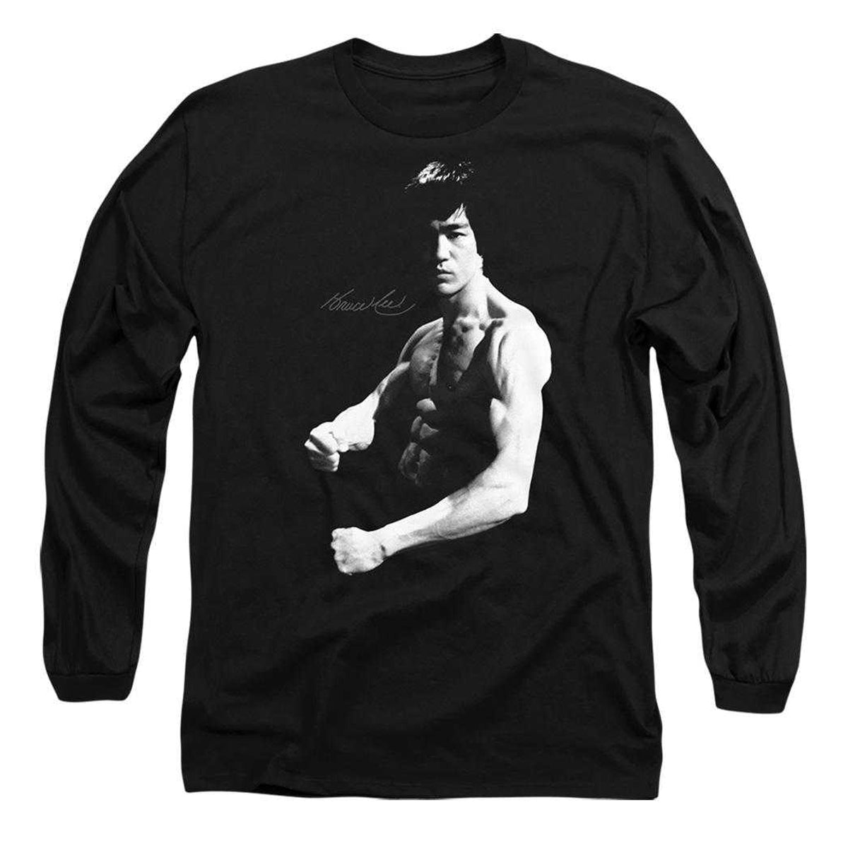 Black - Front - Bruce Lee Unisex Adult Stance Long-Sleeved T-Shirt