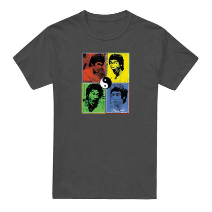 Charcoal - Front - Bruce Lee Unisex Adult Enter Color Block T-Shirt