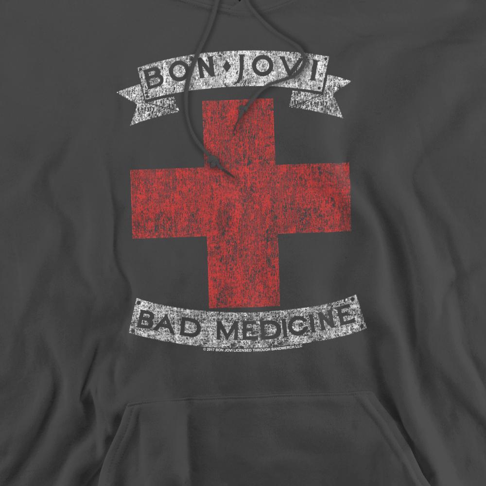 Charcoal - Back - Bon Jovi Unisex Adult Bad Medicine Hoodie