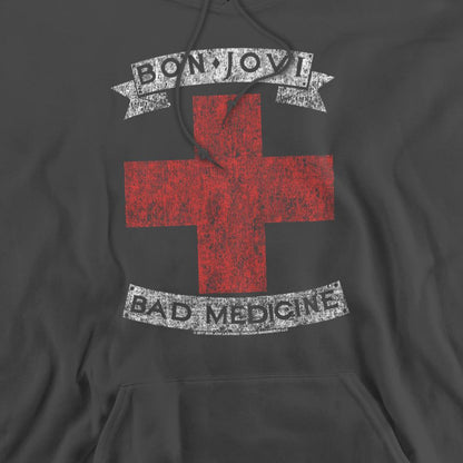 Charcoal - Back - Bon Jovi Unisex Adult Bad Medicine Hoodie