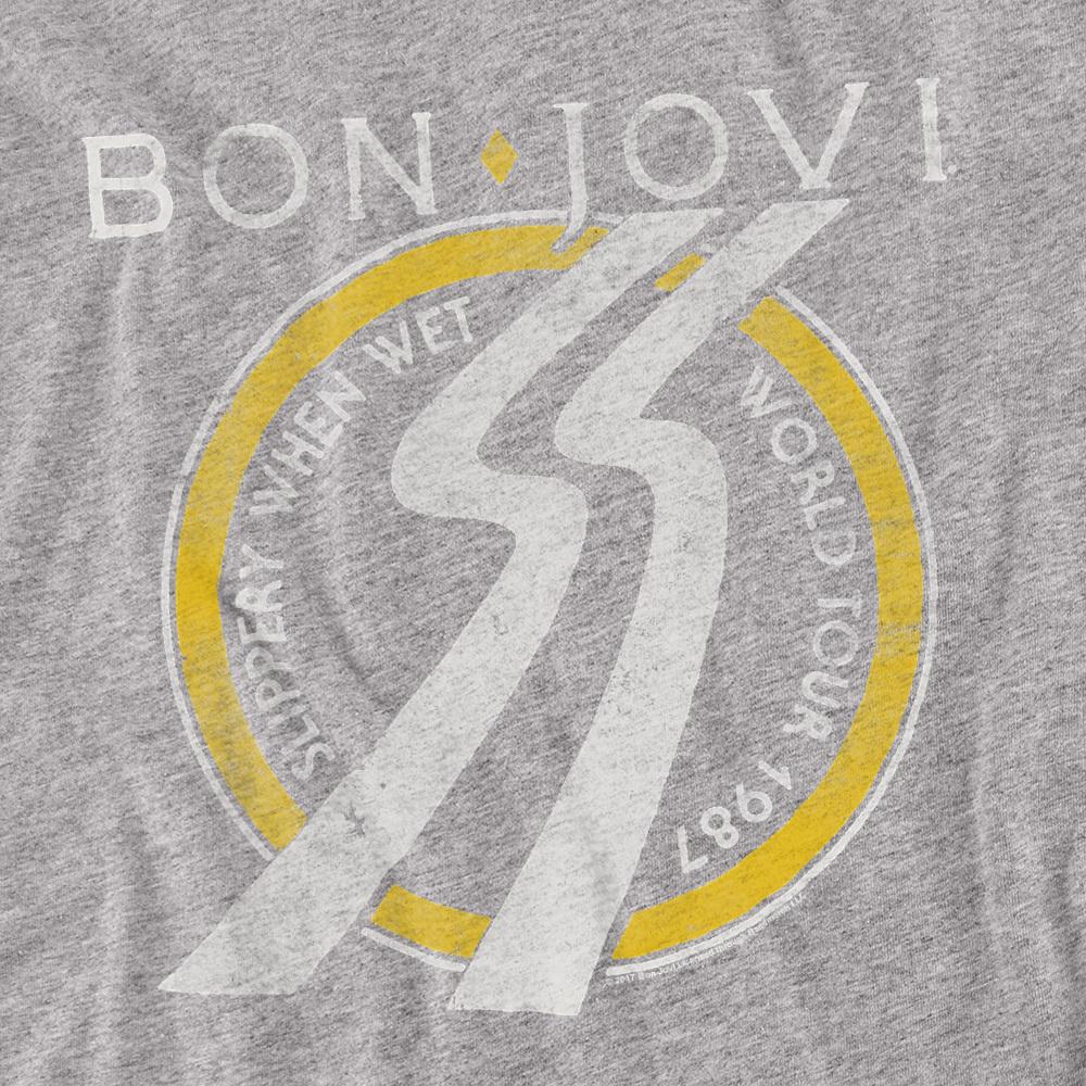 Athletic Heather - Side - Bon Jovi Unisex Adult Slippery When Wet World Tour T-Shirt