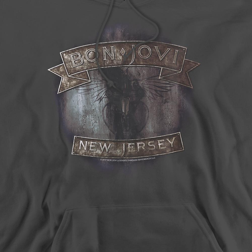Charcoal - Side - Bon Jovi Unisex Adult New Jersey Hoodie