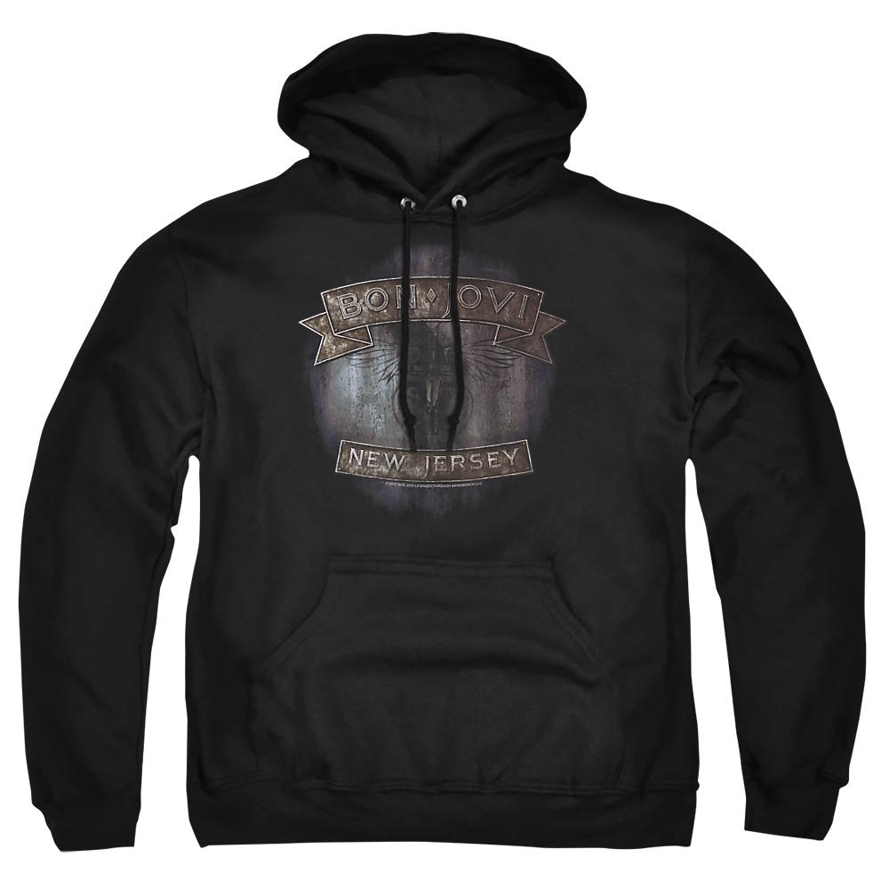 Black - Front - Bon Jovi Unisex Adult New Jersey Hoodie