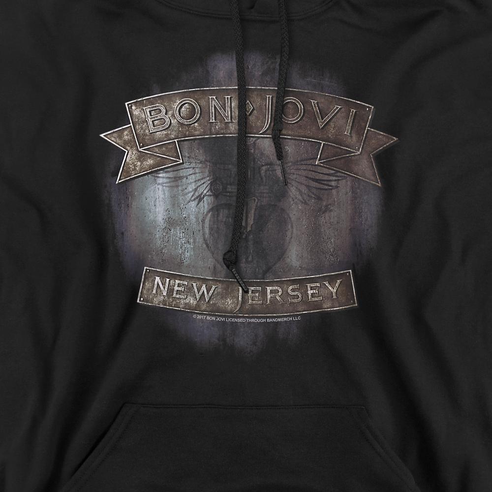 Black - Side - Bon Jovi Unisex Adult New Jersey Hoodie