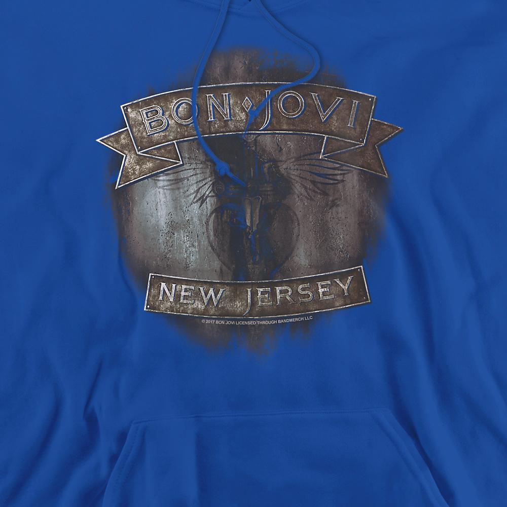Royal Blue - Side - Bon Jovi Unisex Adult New Jersey Hoodie