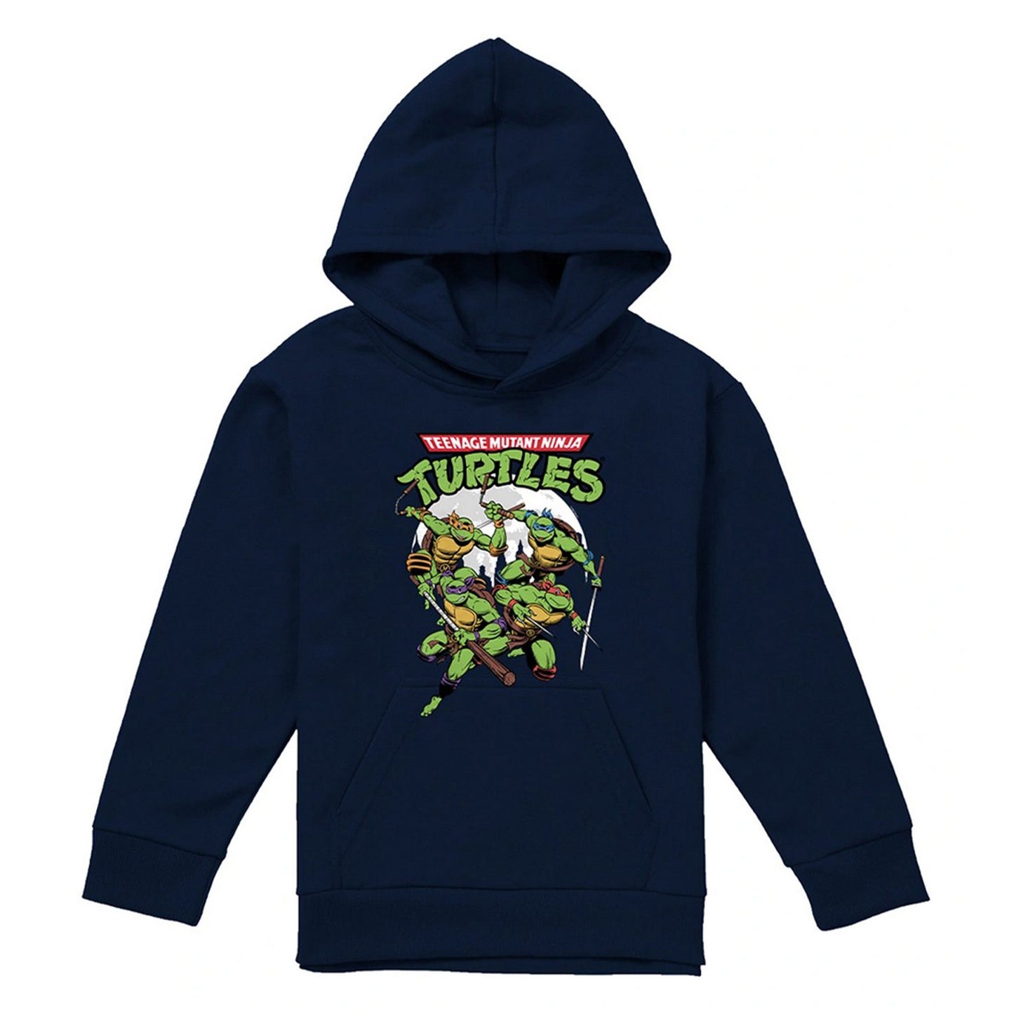 Navy - Front - TMNT Childrens-Kids Midnight Group Pullover Hoodie