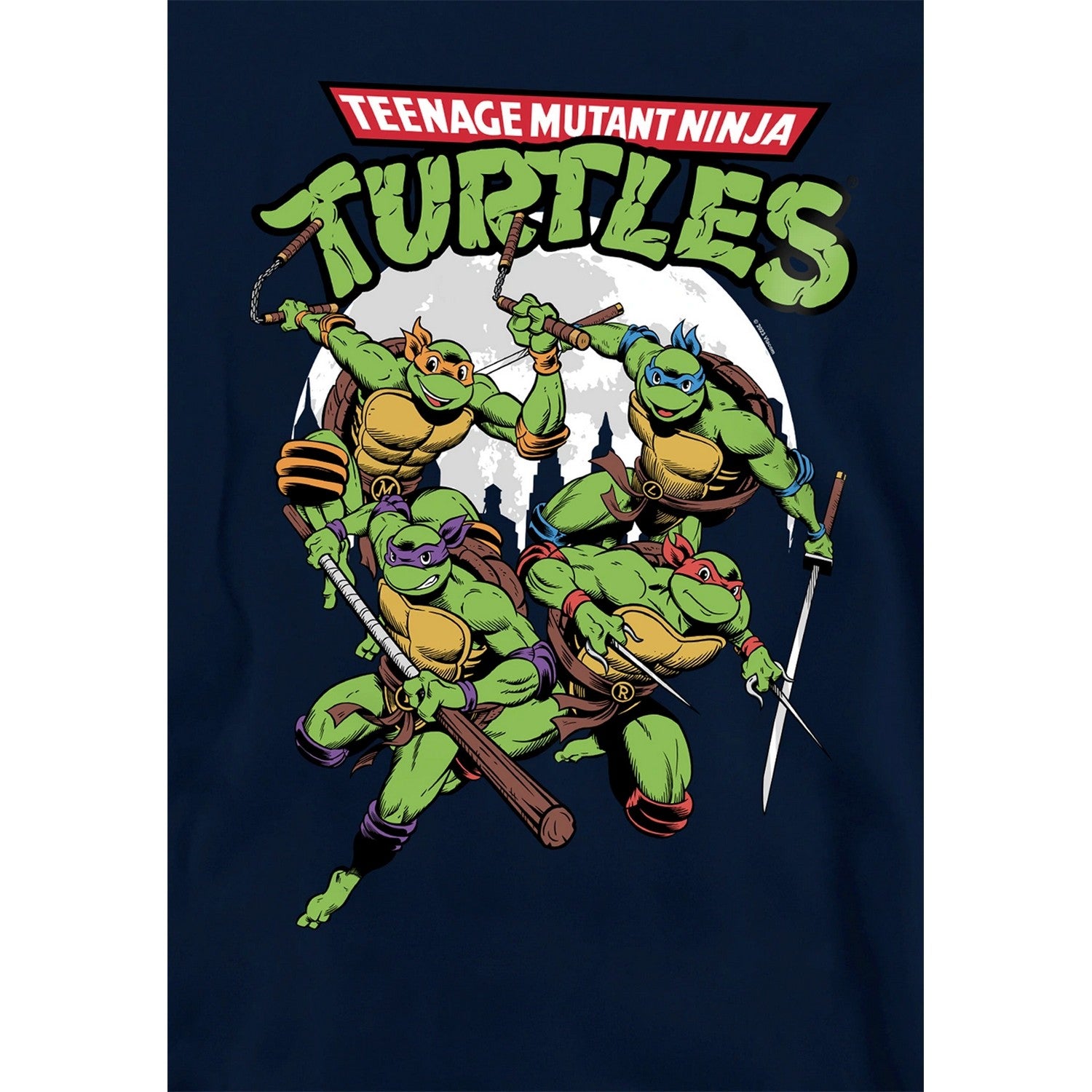 Navy - Side - TMNT Childrens-Kids Midnight Group Pullover Hoodie