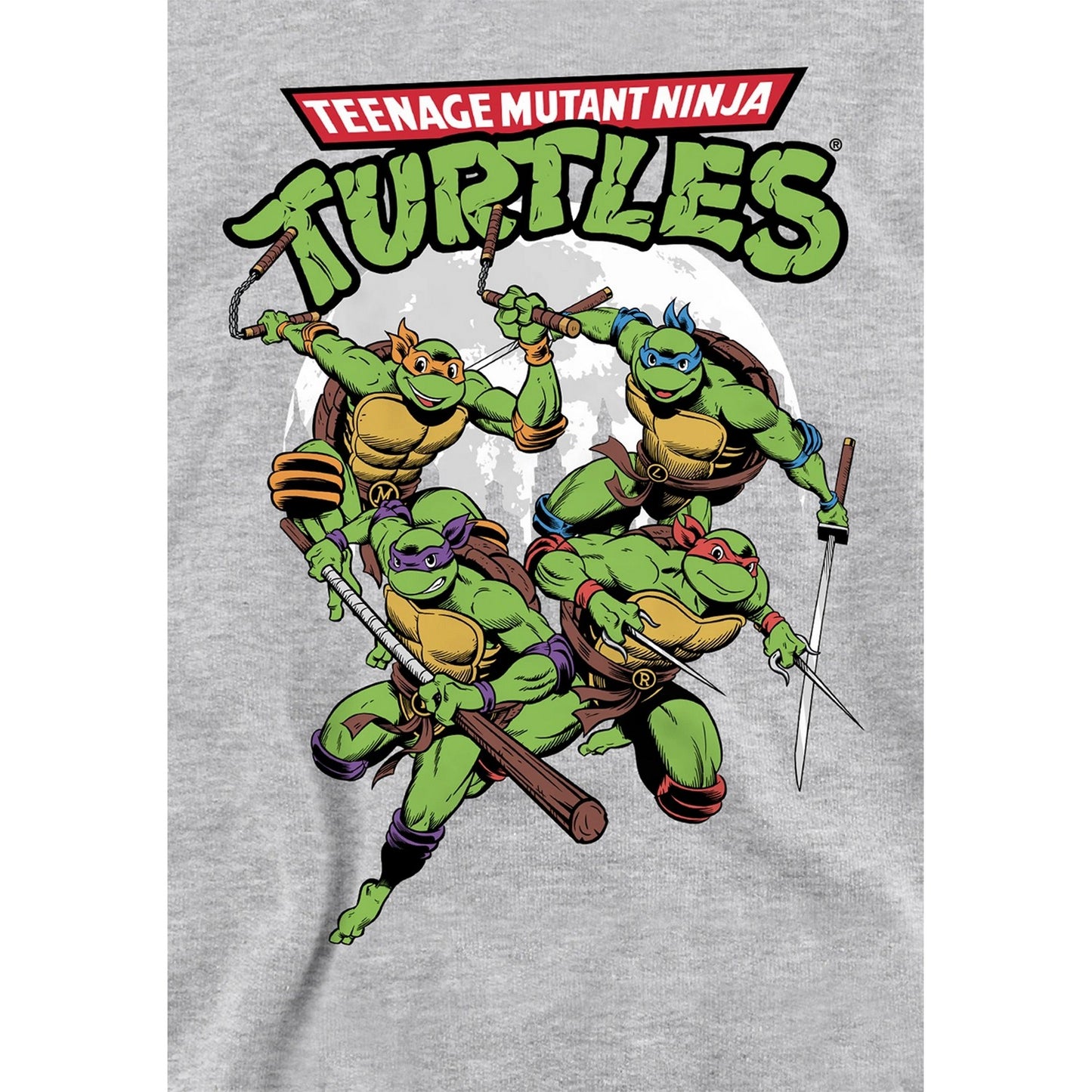 Athletic Heather - Side - TMNT Childrens-Kids Midnight Group Pullover Hoodie