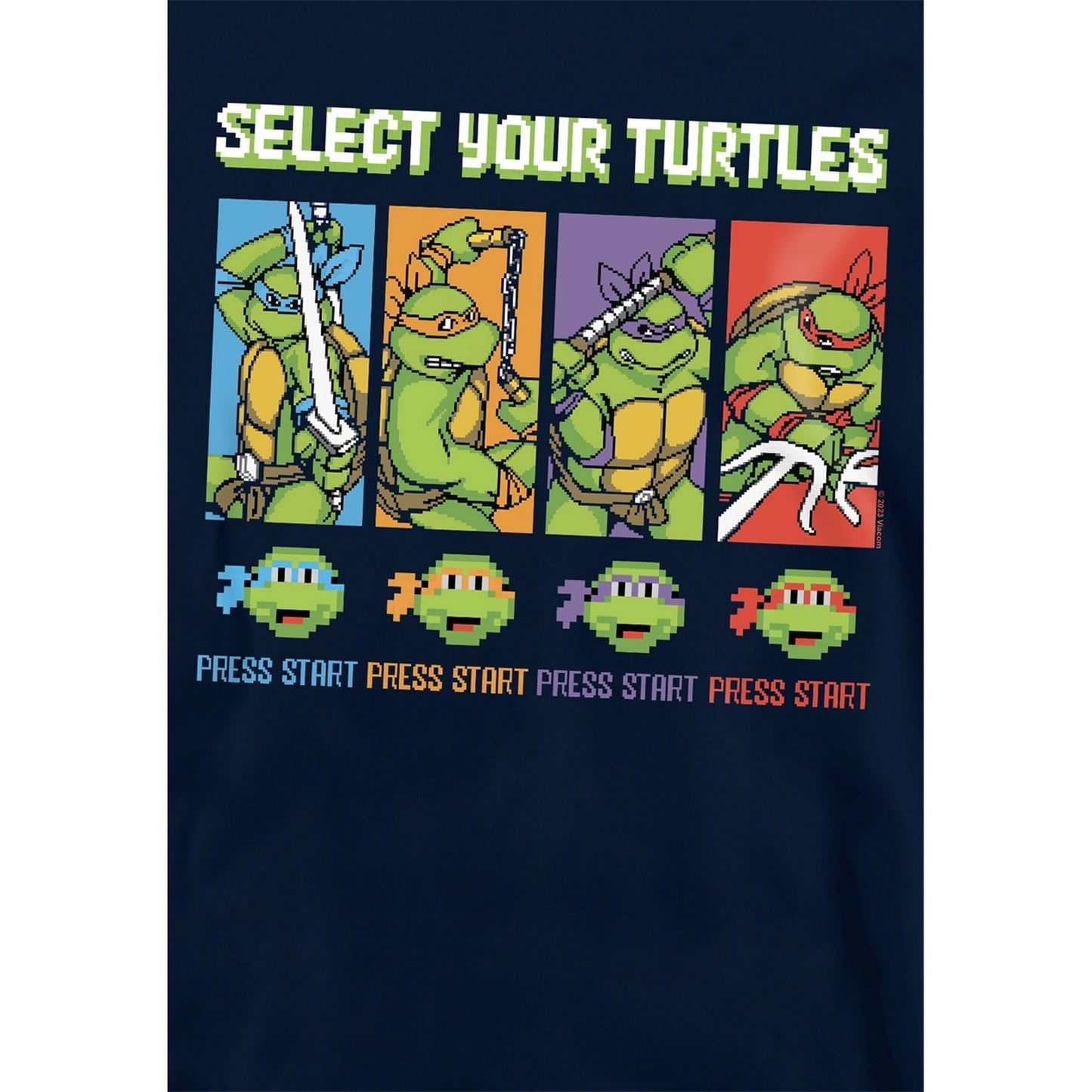 Navy - Side - TMNT Childrens-Kids Gamer Turtles Pullover Hoodie