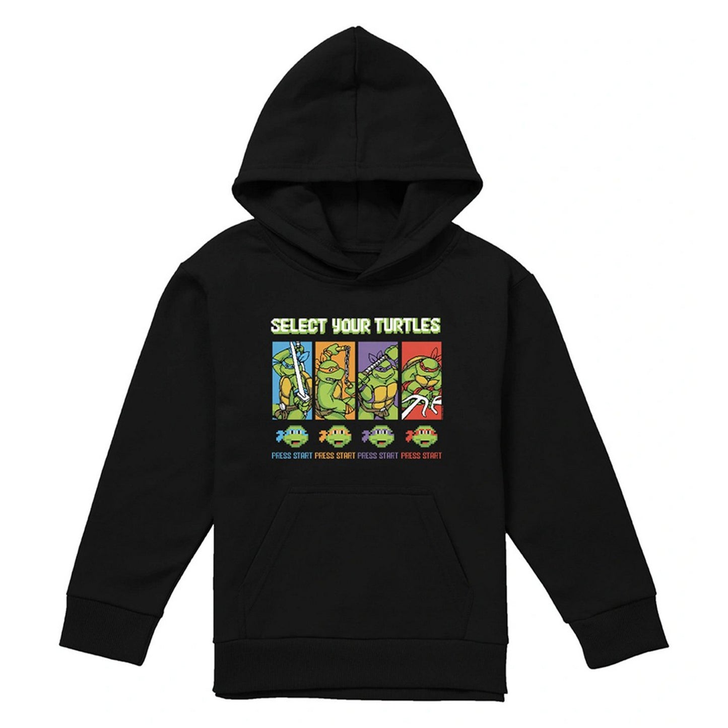 Black - Front - TMNT Childrens-Kids Gamer Turtles Pullover Hoodie