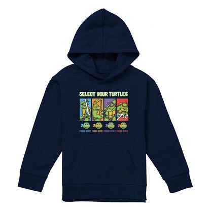 Navy - Front - TMNT Childrens-Kids Gamer Turtles Pullover Hoodie