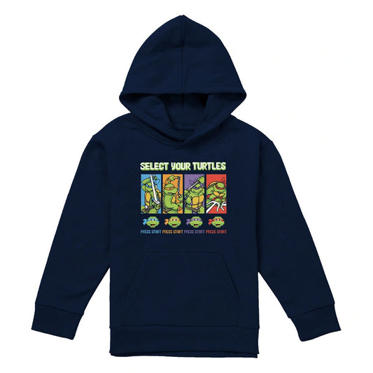 Navy - Front - TMNT Childrens-Kids Gamer Turtles Pullover Hoodie