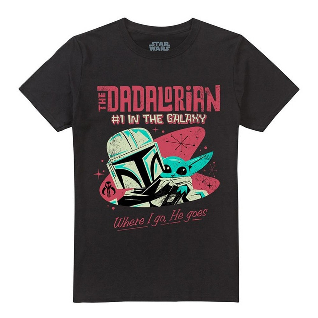 Black - Front - Star Wars Unisex Adult #1 Dadalorian Where I Go T-Shirt