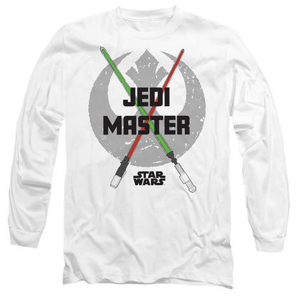 White - Front - Star Wars Mens Jedi Master Dad Lightsaber Long-Sleeved T-Shirt