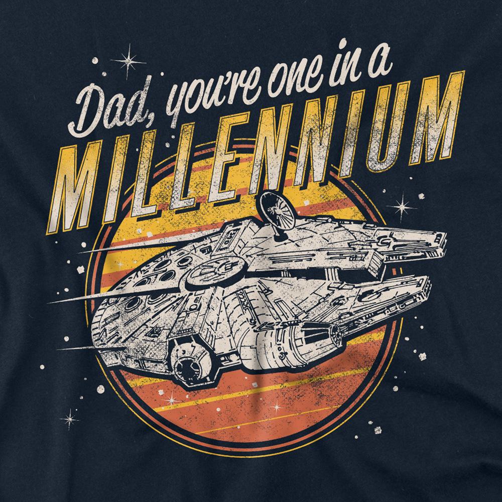 Navy - Back - Star Wars Mens Dad One In A Millennium Long-Sleeved T-Shirt