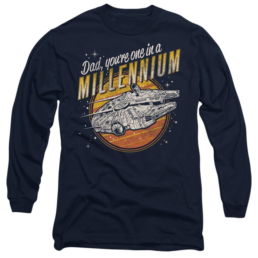 Navy - Front - Star Wars Mens Dad One In A Millennium Long-Sleeved T-Shirt