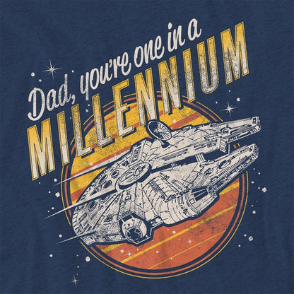 Navy - Side - Star Wars Unisex Adult Dad One In A Millennium Heather T-Shirt
