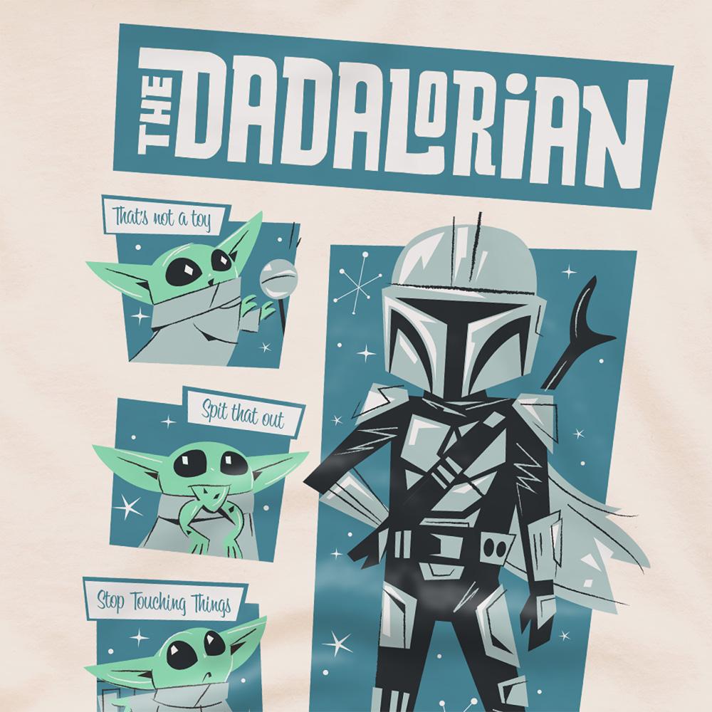 Natural - Back - Star Wars Unisex Adult Father Dadalorian Grogu Retro T-Shirt