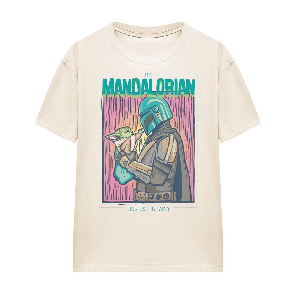 Natural - Front - Star Wars The Mandalorian Womens-Ladies This Is The Linocut Way T-Shirt