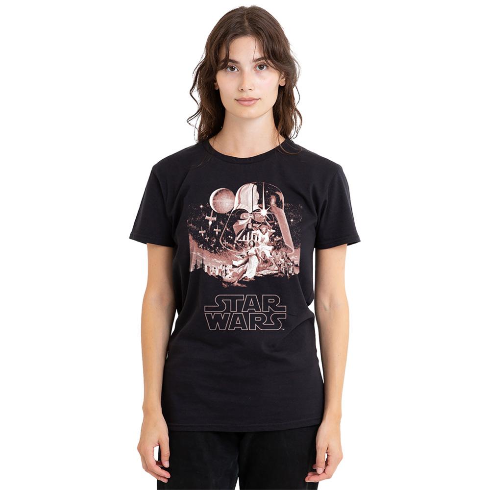 Black-Pink - Lifestyle - Star Wars Womens-Ladies Vintage Poster T-Shirt