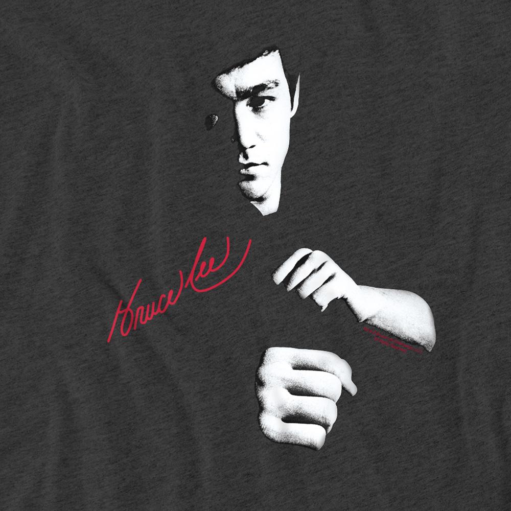 Charcoal - Side - Bruce Lee Unisex Adult The Dragon Awaits T-Shirt