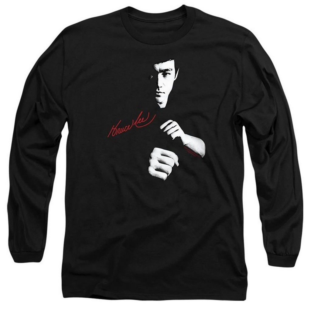 Black - Front - Bruce Lee Unisex Adult The Dragon Awaits Long-Sleeved T-Shirt