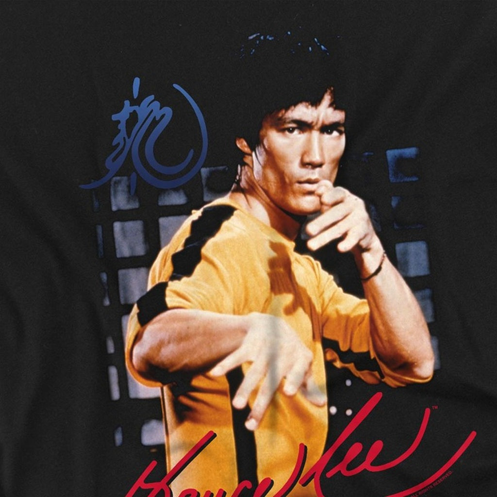 Black - Side - Bruce Lee Unisex Adult Yellow Jumpsuit Long-Sleeved T-Shirt