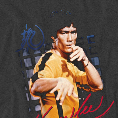 Charcoal - Side - Bruce Lee Unisex Adult Yellow Jumpsuit T-Shirt