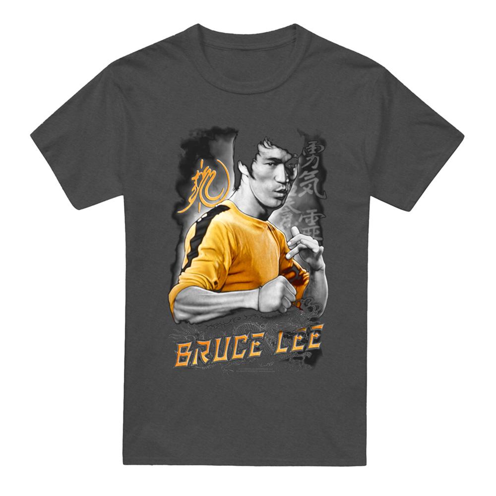 Charcoal - Front - Bruce Lee Unisex Adult Yellow Dragon T-Shirt