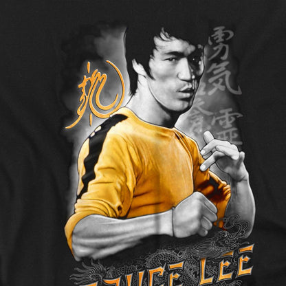 Black - Side - Bruce Lee Unisex Adult Yellow Dragon T-Shirt