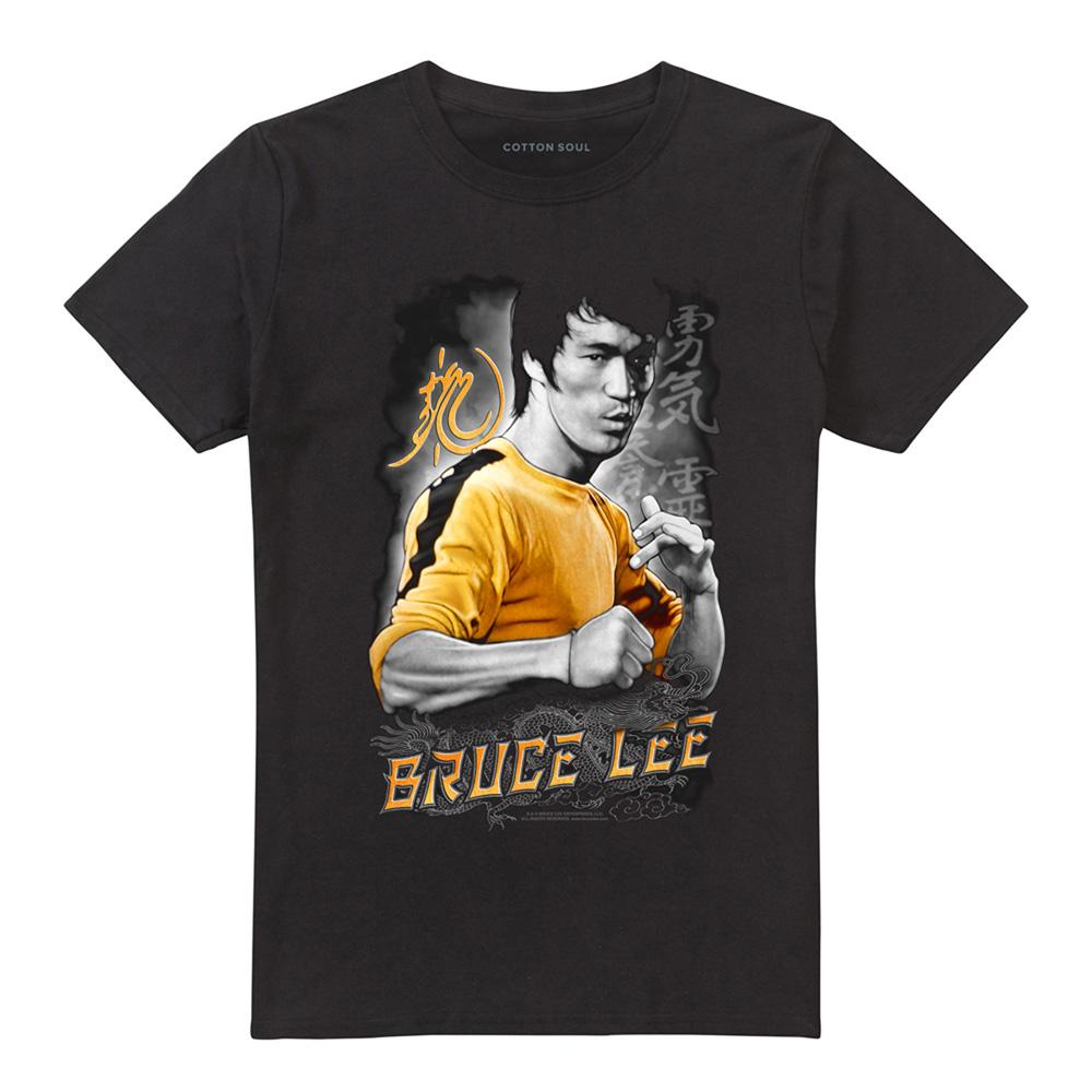 Black - Front - Bruce Lee Unisex Adult Yellow Dragon T-Shirt
