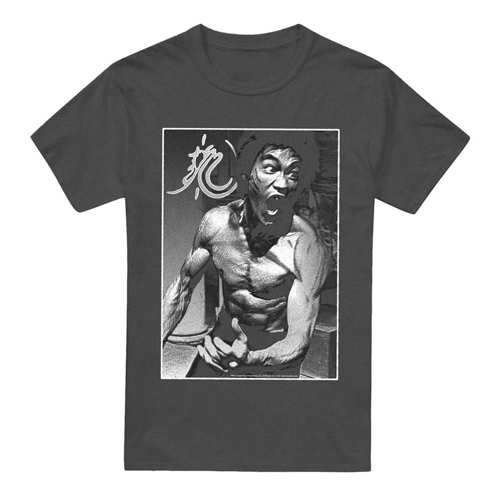 Charcoal - Front - Bruce Lee Unisex Adult Focused Rage T-Shirt