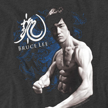 Charcoal - Side - Bruce Lee Unisex Adult Dragon Stance T-Shirt