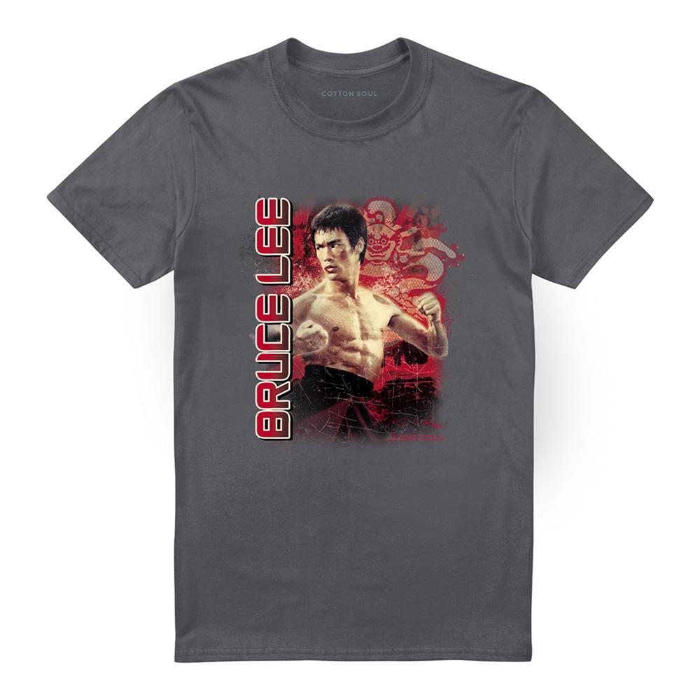 Charcoal - Front - Bruce Lee Unisex Adult Fury T-Shirt