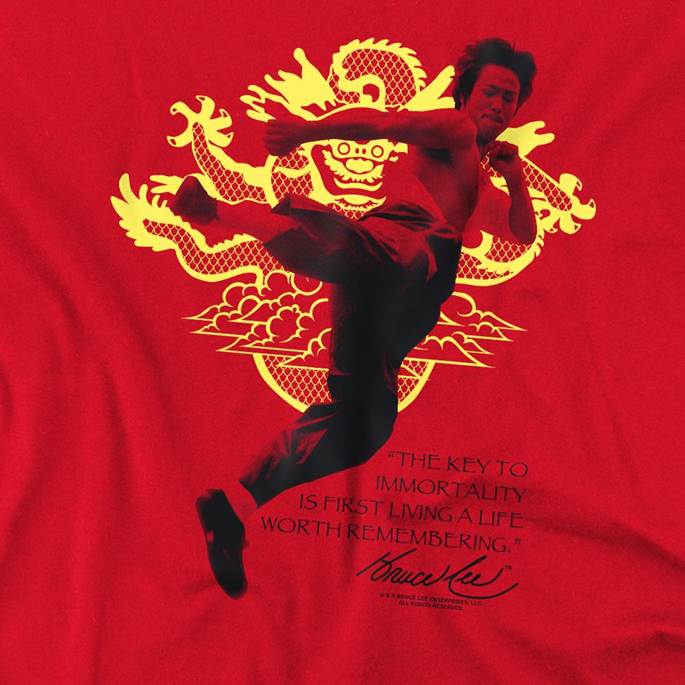 Red - Side - Bruce Lee Unisex Adult Immortal Dragon T-Shirt