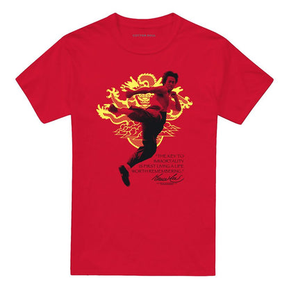 Red - Front - Bruce Lee Unisex Adult Immortal Dragon T-Shirt