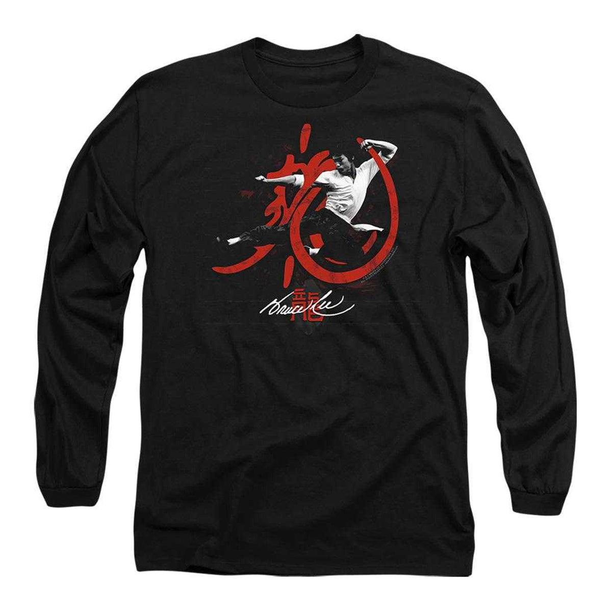 Black - Front - Bruce Lee Unisex Adult High Flying Long-Sleeved T-Shirt