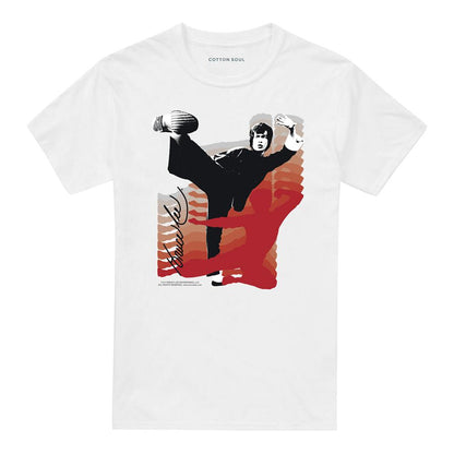 White - Front - Bruce Lee Unisex Adult Kick It T-Shirt